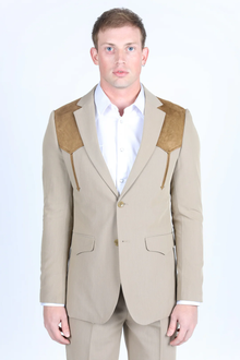 Mens Western Style Suit Coat – Premium Suede Yokes with Elbow Patch Detail