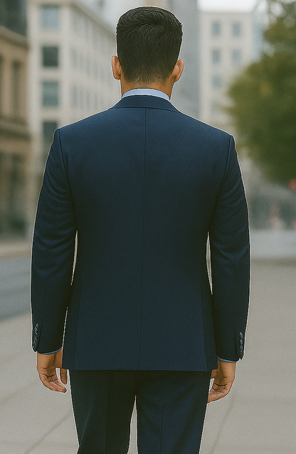 Men's 3 Piece Dark Navy Blue Suit For Men Three Piece Vested Suit - Image 3