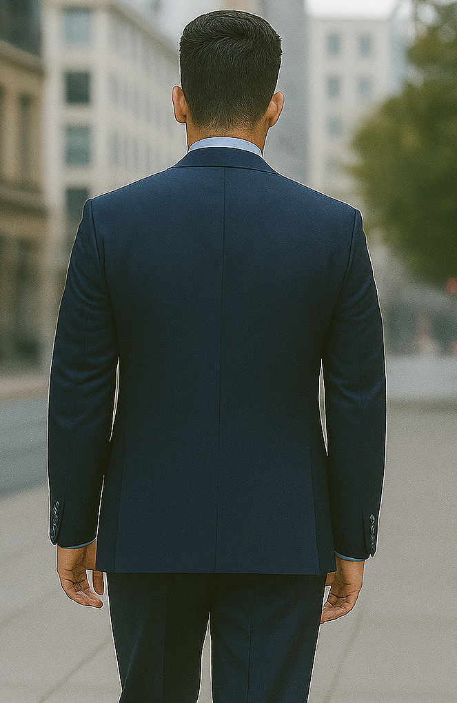 Men's 3 Piece Dark Navy Blue Suit For Men Three Piece Vested Suit - Image 3