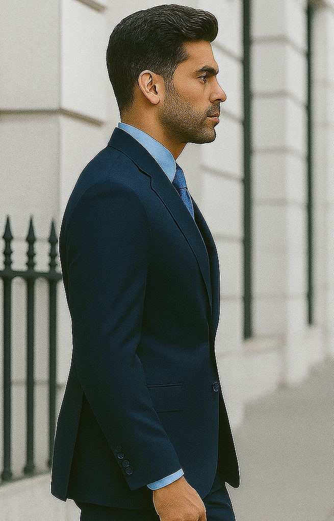 Men's 3 Piece Dark Navy Blue Suit For Men Three Piece Vested Suit - Image 4