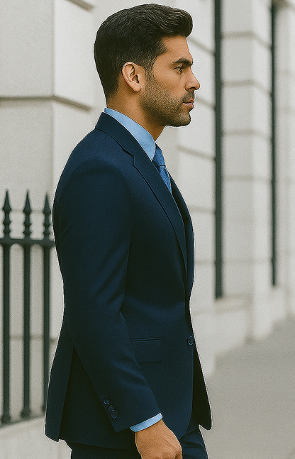 Men's 3 Piece Dark Navy Blue Suit For Men Three Piece Vested Suit - Image 4