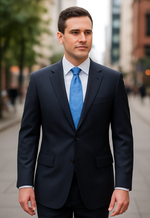 Men'S Charcoal Stripe ~ Pinstripe Modern Fit Suits 2 Button Without Pleat Flat Front Pants Business ~ Wedding 2 Piece Side Vented 2 Piece Suits For Men - 100% Percent Wool Fabric Suit - Worsted Wool Business Suit