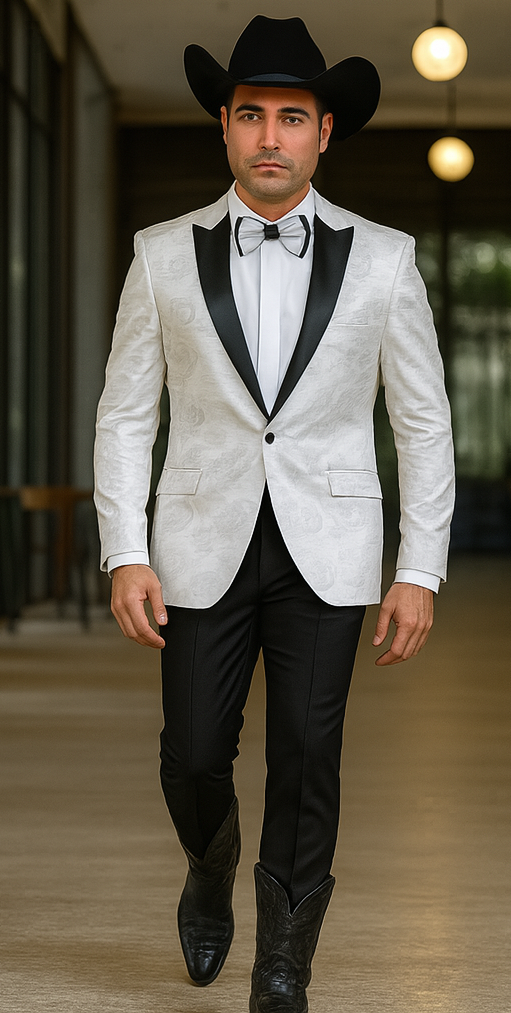 Men's Flashy Fancy Satin Shiny Tuxedos Dinner Jacket Blazer Paisley Sportcoat Silky Satin Stage Fancy Stage Party Dance White/Black