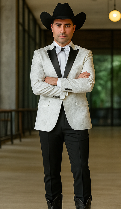 Men's Flashy Fancy Satin Shiny Tuxedos Dinner Jacket Blazer Paisley Sportcoat Silky Satin Stage Fancy Stage Party Dance White/Black