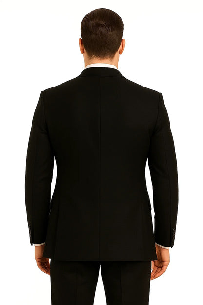 Men's Legend Tom Hardy Look Double Breasted Solid Black Suit - Image 2
