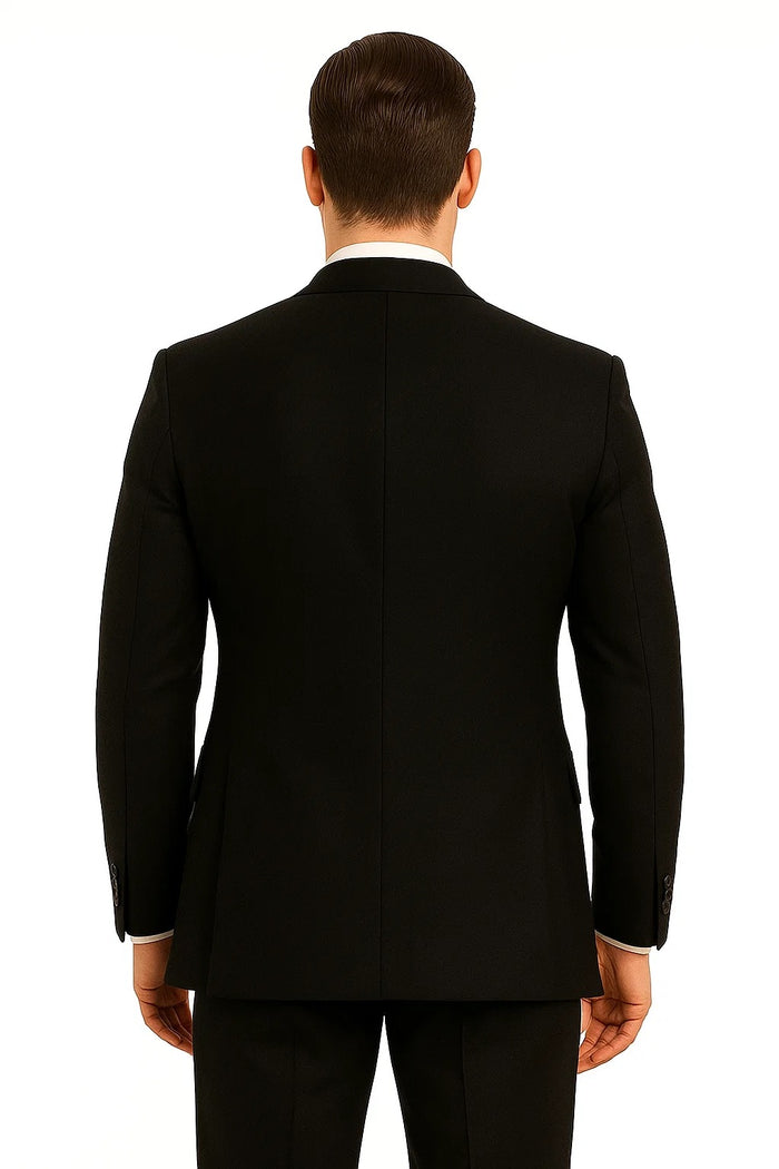 Men's Legend Tom Hardy Look Double Breasted Solid Black Suit - Image 2