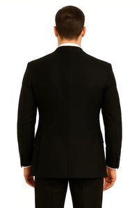 Men's Legend Tom Hardy Look Double Breasted Solid Black Suit