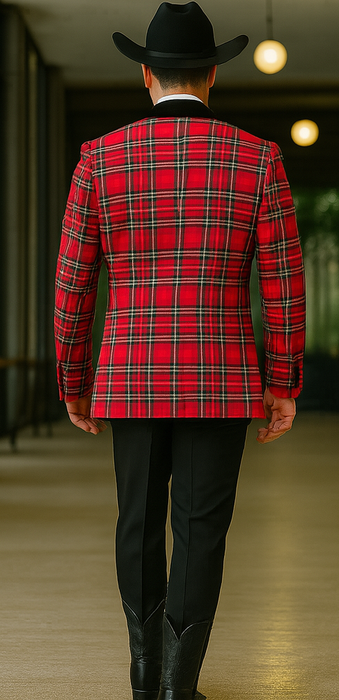 Men's Red Flap Besom Pocket Designer Fashion Dress Casual Blazer