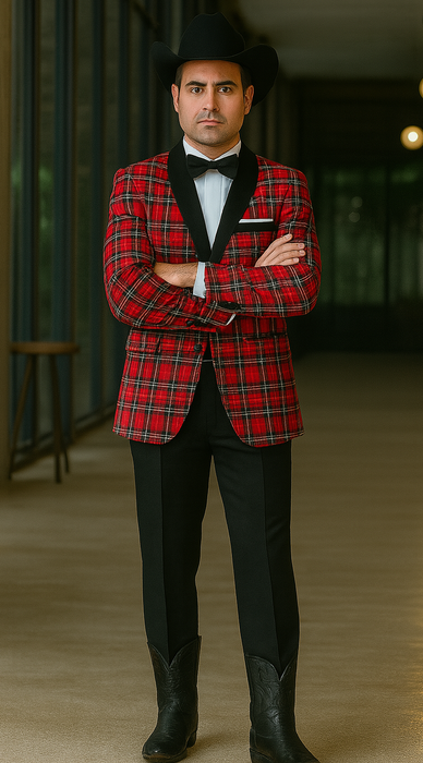 Men's Red Flap Besom Pocket Designer Fashion Dress Casual Blazer