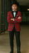 Men's Red Flap Besom Pocket Designer Fashion Dress Casual Blazer