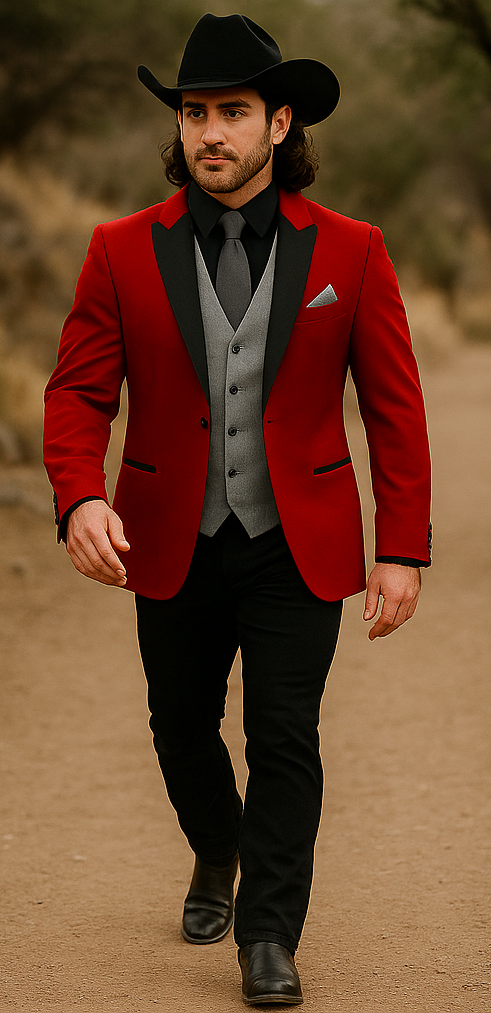 Men's Red  One Button Suit