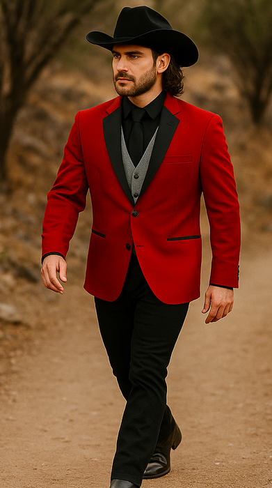 Men's Red  One Button Suit