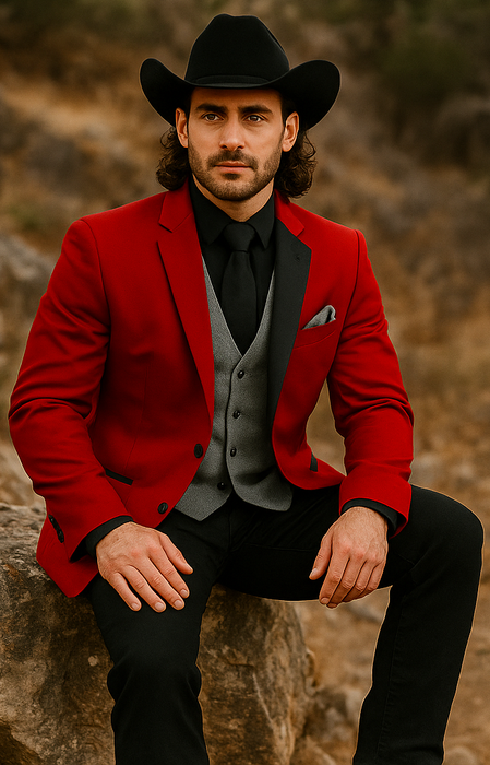 Men's Red  One Button Suit
