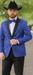 Men's Satin Shawl Lapel Blue 2 Buttons Floral Slim Fit Blazer Sport coat Paisley Royal Blue Tuxedo