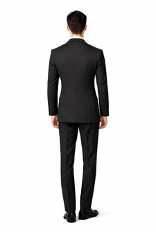 Men's Suit Double Breasted Black Peak Lapel