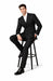 Men's Suit Double Breasted Black Peak Lapel