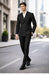 Men's Suit Double Breasted Black Peak Lapel
