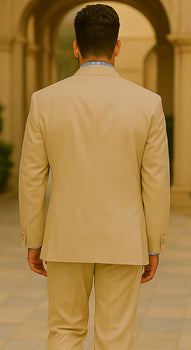 Men'S Tan 2 Button Tapered Cut Half Lined Suit - Mens Linen Suit - Image 3