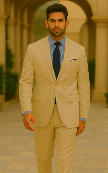 Men'S Tan 2 Button Tapered Cut Half Lined Suit - Mens Linen Suit - Image 5