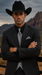 Mens 1 Button Peak Lapel in Grey Cowboy Suit - Country Wedding Suits
