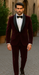 Mens 1 Button Shawl Lapel Velvet Tuxedo in burgundy