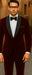 Mens 1 Button Shawl Lapel Velvet Tuxedo in burgundy