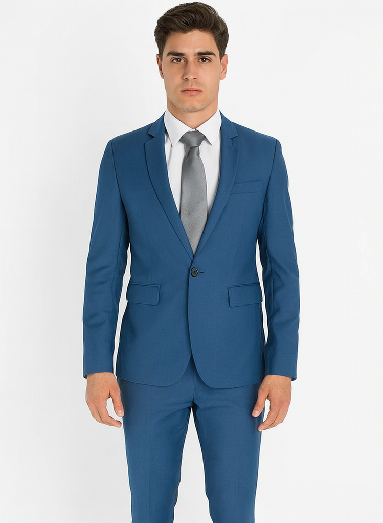 royal blue dress suit Mens 1 Button Royal ~ Cobalt ~ Indigo ~ Bright Blue ~ Teal Blue Slim Fit Dress Suits for Men Royal Blue / 38 Long