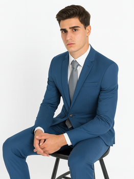 Mens 1 Button  Royal ~ Cobalt ~ Indigo ~ Bright Blue ~ Teal Blue Slim Fit Dress Suits for Men - Image 6