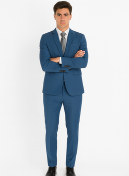 Mens 1 Button  Royal ~ Cobalt ~ Indigo ~ Bright Blue ~ Teal Blue Slim Fit Dress Suits for Men - Image 4