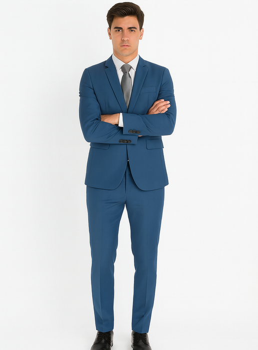 Mens 1 Button  Royal ~ Cobalt ~ Indigo ~ Bright Blue ~ Teal Blue Slim Fit Dress Suits for Men