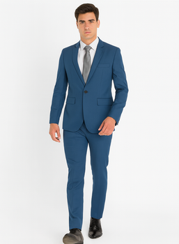 Mens 1 Button  Royal ~ Cobalt ~ Indigo ~ Bright Blue ~ Teal Blue Slim Fit Dress Suits for Men - Image 7