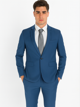 Mens 1 Button  Royal ~ Cobalt ~ Indigo ~ Bright Blue ~ Teal Blue Slim Fit Dress Suits for Men - Image 5