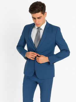 Mens 1 Button  Royal ~ Cobalt ~ Indigo ~ Bright Blue ~ Teal Blue Slim Fit Dress Suits for Men - Image 8