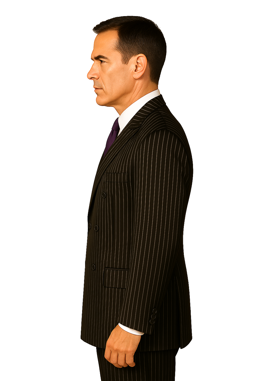 1920s Gangster Custom - Black Bold Gangster Pinstripe Suit - Image 6