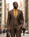 Mens 1930s Chestnut Brown Plaid 3 Piece Dress Suit 1920s Fancy Vest V2RW-7