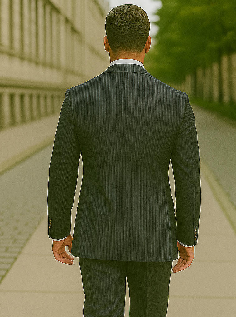 Men'S 2 Button Blue Stripe ~ Pinstripe Suit - Image 3