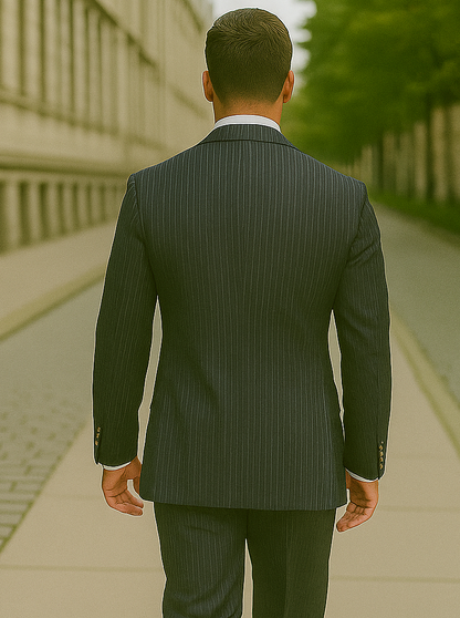 Men'S 2 Button Blue Stripe ~ Pinstripe Suit - Image 3