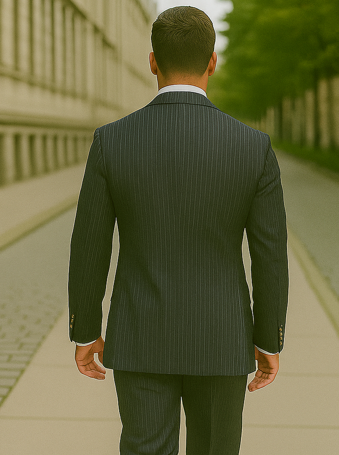 Men'S 2 Button Blue Stripe ~ Pinstripe Suit - Image 3