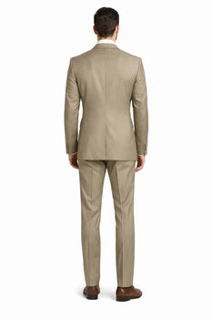 Mens 2 Button Classic Fit Pleated Pant Suit in Khaki - Image 2