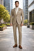Mens 2 Button Classic Fit Pleated Pant Suit in Khaki
