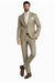 Mens 2 Button Classic Fit Pleated Pant Suit in Khaki