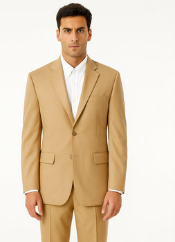 Men'S 2 Button Khaki Beige ~ Bronze ~ Camel Dress Cheap Priced Business Suits Clearance Sale For Men