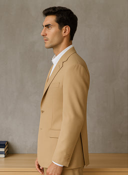 Men'S 2 Button Khaki Beige ~ Bronze ~ Camel Dress Cheap Priced Business Suits Clearance Sale For Men - Image 3