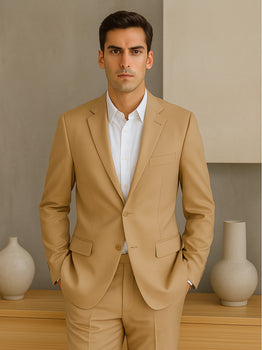 Men'S 2 Button Khaki Beige ~ Bronze ~ Camel Dress Cheap Priced Business Suits Clearance Sale For Men - Image 5
