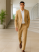 Men'S 2 Button Khaki Beige ~ Bronze ~ Camel Dress Cheap Priced Business Suits Clearance Sale For Men