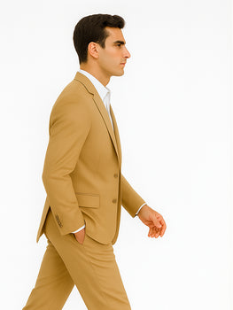 Men'S 2 Button Khaki Beige ~ Bronze ~ Camel Dress Cheap Priced Business Suits Clearance Sale For Men - Image 7