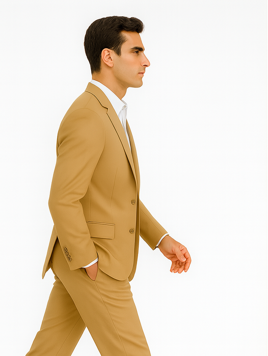 Men'S 2 Button Khaki Beige ~ Bronze ~ Camel Dress Cheap Priced Business Suits Clearance Sale For Men
