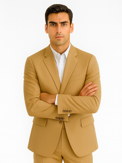 Men'S 2 Button Khaki Beige ~ Bronze ~ Camel Dress Cheap Priced Business Suits Clearance Sale For Men - Image 8