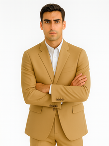 Men'S 2 Button Khaki Beige ~ Bronze ~ Camel Dress Cheap Priced Business Suits Clearance Sale For Men
