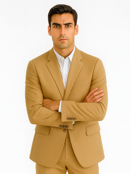 Men'S 2 Button Khaki Beige ~ Bronze ~ Camel Dress Cheap Priced Business Suits Clearance Sale For Men - Image 8